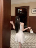 Sexy A line Halter Chiffon White Mini Short Formal 8th Grade Homecoming Dresses Summer Middle School Hoco Dress Homecoming Outfits Birthday Outfit HZ1121