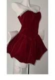 Cute Ball Gown Sweetheart Burgundy Velvet Mini Short Formal 8th Grade Homecoming Dresses Summer Middle School Hoco Dress Homecoming Outfits HZ1121
