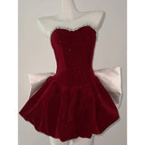 Cute Ball Gown Sweetheart Burgundy Velvet Mini Short Formal 8th Grade Homecoming Dresses Summer Middle School Hoco Dress Homecoming Outfits HZ1121