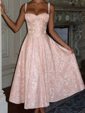 Elegant A Line Spaghetti Straps Pink Lace Sleeveless Long Evening Party Gowns Evening Formal Dresses Prom Dress HZ1121