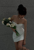 Pretty A line Sweetheart White Satin Short Mini Formal 8th Grade Homecoming Dresses Summer Middle School Hoco Dress Homecoming Outfits HZ1121