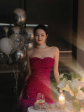 Cute Sheath Sweetheart Dragon Fruit Color Sequin Mini Short Formal 8th Grade Homecoming Dresses Summer Middle School Hoco Dress Homecoming Outfits HZ1121