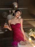 Cute Sheath Sweetheart Dragon Fruit Color Sequin Mini Short Formal 8th Grade Homecoming Dresses Summer Middle School Hoco Dress Homecoming Outfits HZ1121