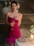 Cute Sheath Sweetheart Dragon Fruit Color Sequin Mini Short Formal 8th Grade Homecoming Dresses Summer Middle School Hoco Dress Homecoming Outfits HZ1121