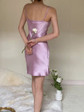 Simple Sheath Spaghetti Straps Lilac Satin Mini Short Formal 8th Grade Homecoming Dresses Summer Middle School Hoco Dress Homecoming Outfits HZ1121