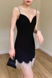 Sexy Sheath Spaghetti Straps Black Satin Mini Short Formal 8th Grade Homecoming Dresses Summer Middle School Hoco Dress Homecoming Outfits HZ1121