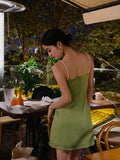 Sexy Sheath Spaghetti Straps Sage Green Satin Mini Short Formal 8th Grade Homecoming Dresses Summer Middle School Hoco Dress Birthday Outfits HZ1121