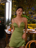 Sexy Sheath Spaghetti Straps Sage Green Satin Mini Short Formal 8th Grade Homecoming Dresses Summer Middle School Hoco Dress Birthday Outfits HZ1121
