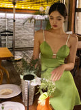 Sexy Sheath Spaghetti Straps Sage Green Satin Mini Short Formal 8th Grade Homecoming Dresses Summer Middle School Hoco Dress Birthday Outfits HZ1121