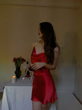 Sexy Sheath Spaghetti Straps Red Satin Mini Short Formal 8th Grade Homecoming Dresses Summer Middle School Hoco Dress Birthday Outfits HZ1121
