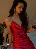 Sexy Sheath Spaghetti Straps Red Satin Mini Short Formal 8th Grade Homecoming Dresses Summer Middle School Hoco Dress Birthday Outfits HZ1121