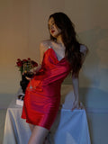 Sexy Sheath Spaghetti Straps Red Satin Mini Short Formal 8th Grade Homecoming Dresses Summer Middle School Hoco Dress Birthday Outfits HZ1121
