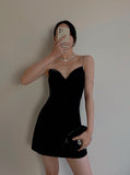Sexy Sheath Spaghetti Straps Little Black Dress Satin Mini Short Formal 8th Grade Homecoming Dresses Summer Middle School Hoco Dress Birthday Outfits HZ1121