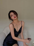 Simple Sheath Spaghetti Straps Black Satin Mini Short Formal 8th Grade Homecoming Dresses Summer Middle School Hoco Dress Homecoming Outfits HZ1121