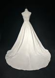 Vintage Bridal Gown 1960s Ball Gown Spaghetti Straps Sleeveless Satin Beads Long White 90s Wedding Dresses Elegant Bridal Gowns HZ1121