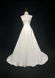 Vintage Bridal Gown 1960s Ball Gown Spaghetti Straps Sleeveless Satin Beads Long White 90s Wedding Dresses Elegant Bridal Gowns HZ1121