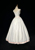 Vintage Bridal Gown Ball Gown Square Neck Sleeveless Satin Beads Long White 70s Wedding Dresses Elegant Bridal Gowns HZ1121