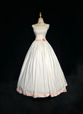 Vintage Bridal Gown Ball Gown Square Neck Sleeveless Satin Beads Long White 70s Wedding Dresses Elegant Bridal Gowns HZ1121