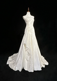 Unique Bridal Gown Mermaid Strapless Lace Sleeveless White 50s Wedding Dresses Modest Bridal Gowns HZ1121