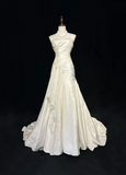 Unique Bridal Gown Mermaid Strapless Lace Sleeveless White 50s Wedding Dresses Modest Bridal Gowns HZ1121