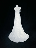Vintage Bridal Gown 1960s A Line One Shoulder Chiffon Sleeveless Long White 90s Wedding Dresses Elegant Bridal Gowns HZ1121
