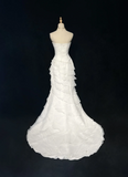 Vintage Bridal Gown 1960s Mermaid Strapless Chiffon Sleeveless Lace Long White 90s Wedding Dresses Elegant Bridal Gowns HZ1121