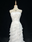 Vintage Bridal Gown 1960s Mermaid Strapless Chiffon Sleeveless Lace Long White 90s Wedding Dresses Elegant Bridal Gowns HZ1121