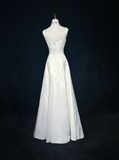Vintage Bridal Gown A line Square Neck Sleeveless Pearls Beads Long White 70s Wedding Dresses Elegant Bridal Gowns HZ1121