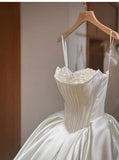 Pretty Wedding Dress Ball Gown Sweetheart White Long Satin Wedding Dresses Bridal Gowns Brides Gown HZ1121