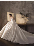 Pretty Wedding Dress Ball Gown Sweetheart White Long Satin Wedding Dresses Bridal Gowns Brides Gown HZ1121