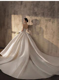 Pretty Wedding Dress Ball Gown Sweetheart White Long Satin Wedding Dresses Bridal Gowns Brides Gown HZ1121
