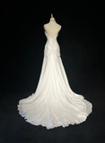 Vintage Bridal Gown A line Sweetheart Sleeveless Silver Beads Long Slit White 70s Wedding Dresses Elegant Bridal Gowns HZ1121