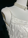 Vintage Bridal Gown A line Spaghetti Straps Sleeveless Pearls Long White 70s Wedding Dresses Elegant Bridal Gowns HZ1121