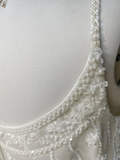 Vintage Bridal Gown A line Spaghetti Straps Sleeveless Pearls Long White 70s Wedding Dresses Elegant Bridal Gowns HZ1121