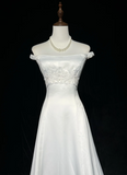 Vintage Bridal Gown A line Off The Shoulder Pearls Long White 70s Wedding Dresses Elegant Bridal Gowns HZ1121