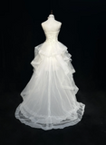 Unique Bridal Gown High Low Spaghetti Straps Lace Sleeveless White 50s Wedding Dresses Modest Bridal Gowns HZ1121