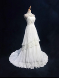 Unique Bridal Gown A Line Spaghetti Straps Lace Tulle Sleeveless White 50s Wedding Dresses Modest Bridal Gowns HZ1121