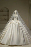 Pretty Wedding Dress Ball Gown Strapless White Long Satin Wedding Dresses Bridal Gowns Brides Gown HZ1121