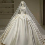 Pretty Wedding Dress Ball Gown Strapless White Long Satin Wedding Dresses Bridal Gowns Brides Gown HZ1121
