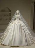 Pretty Wedding Dress Ball Gown Strapless White Long Satin Wedding Dresses Bridal Gowns Brides Gown HZ1121