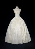 Unique Bridal Gown Ball Gown Sweetheart Appliques Lace Sleeveless White 50s Wedding Dresses Vintage Bridal Gowns HZ1121
