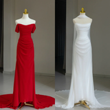 Modest Bridal Gown Sheath Off The Shoulder With Short Sleeves Tulle Wedding Dresses Elegant Bridal Gowns HZ1121