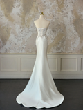 Modest Bridal Gown Mermaid Sweetheart Sleeveless Silver Beads Long White Wedding Dresses Elegant Bridal Gowns HZ1121