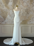 Modest Bridal Gown Mermaid Sweetheart Sleeveless Chiffon Long White Wedding Dresses Elegant Bridal Gowns HZ1121