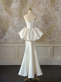 Modest Bridal Gown Mermaid Sweetheart Sleeveless Satin Long Ivory Wedding Dresses Elegant Bridal Gowns HZ1121