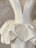 Modest Bridal Gown Mermaid Sweetheart Sleeveless Satin Long Ivory Wedding Dresses Elegant Bridal Gowns HZ1121