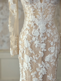 Modest Bridal Gown Mermaid Off The Shoulder White Long Sleeves Tulle Lace Wedding Dresses Elegant Bridal Gowns HZ1121