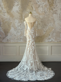 Modest Bridal Gown Mermaid Off The Shoulder White Long Sleeves Tulle Lace Wedding Dresses Elegant Bridal Gowns HZ1121
