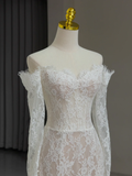 Modest Bridal Gown Mermaid Off The Shoulder White Long Sleeves Lace Wedding Dresses Elegant Bridal Gowns HZ1121
