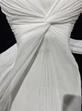 Unique Bridal Gown A Line Spaghetti Straps Chiffon Long White 50s Wedding Dresses Vintage Bridal Gowns HZ1121